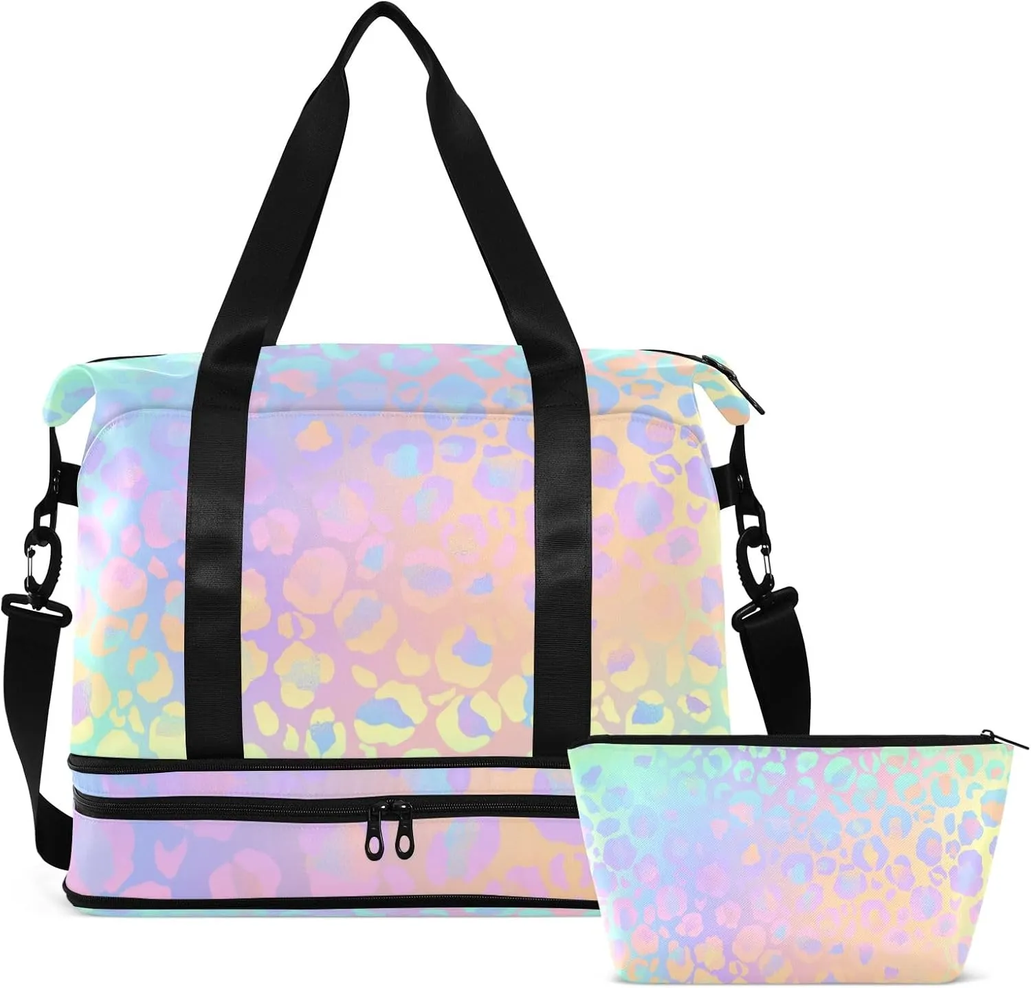 Leopard Print Cheetah Rainbow(20d1) Travel Duffel Gym Sports Luggage Bag Expandable Large Capacity Sports Bag for Women and Men(238ri3b)