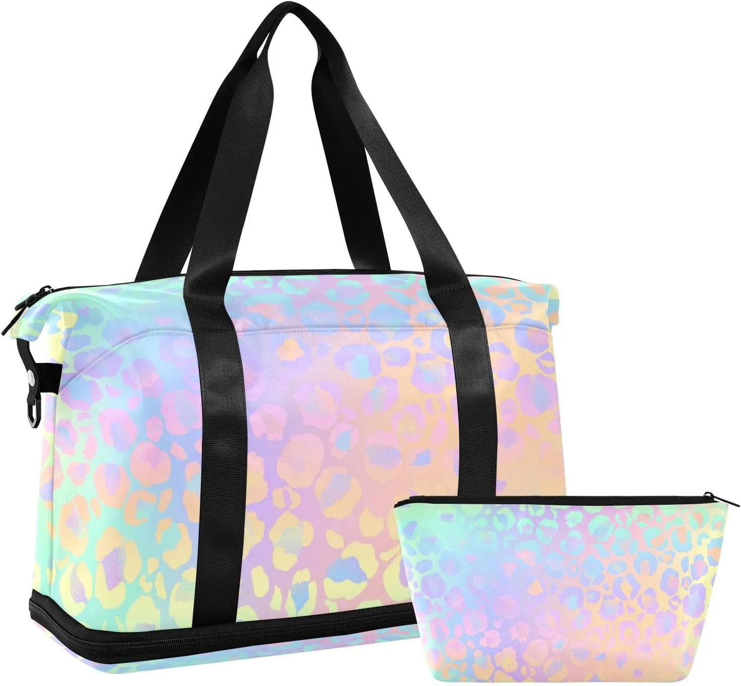 Leopard Print Cheetah Rainbow(20d1) Travel Duffel Gym Sports Luggage Bag Expandable Large Capacity Sports Bag for Women and Men(238ri3b)