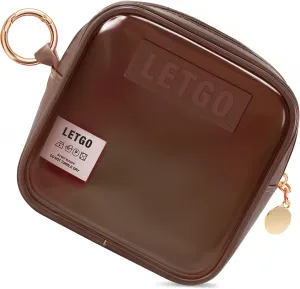 LETGO Small Clear Makeup Bag for Purse - Travel Size Toiletry Pouch, Cosmetic Bag, Purse Essentials, Car Accessories for Women Men (Mini Chocolate)
