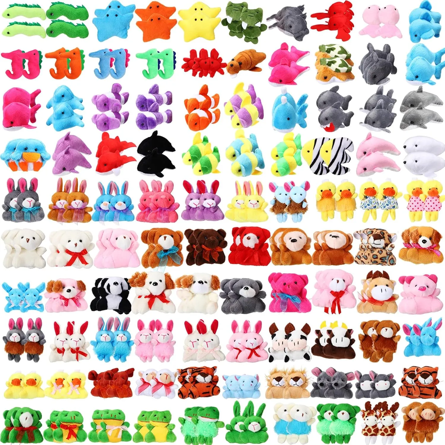 Leyndo 200 Pcs Mini Stuffed Animals Bulk Small Stuffed Animals Keychain Back to School Gifts Tiny Plush Toys for Classroom Rewards Carnival Prizes Birthday Party Favors(Mixed)