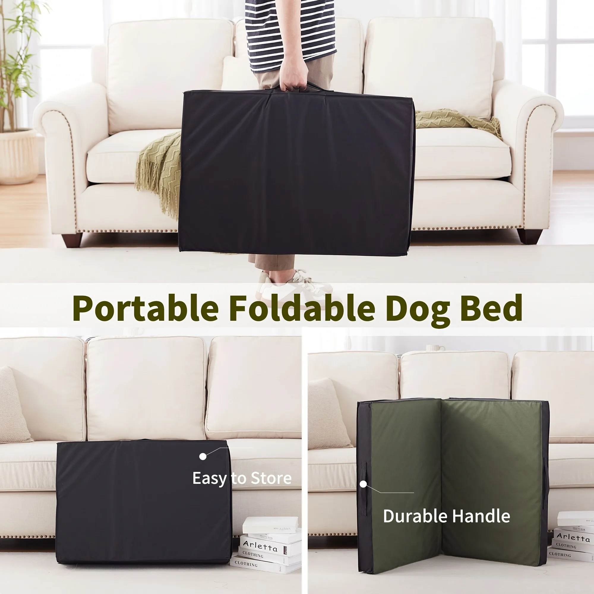 LFC PETS Outdoor Dog Beds for Large Dogs, Waterproof Dog Bed Portable with Washable Cover, Foldable Dog Bed Orthopedic for Outside Indoor, 41inch All Weather to Use