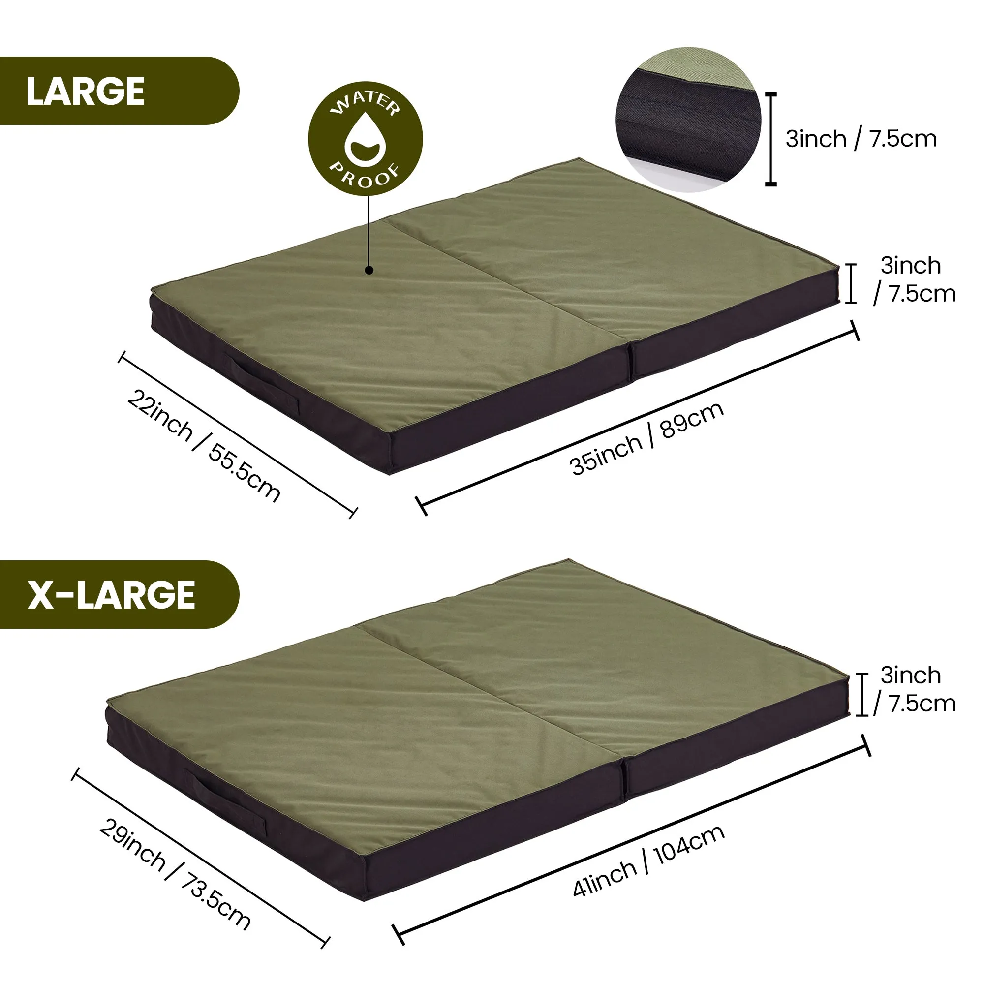 LFC PETS Outdoor Dog Beds for Large Dogs, Waterproof Dog Bed Portable with Washable Cover, Foldable Dog Bed Orthopedic for Outside Indoor, 41inch All Weather to Use