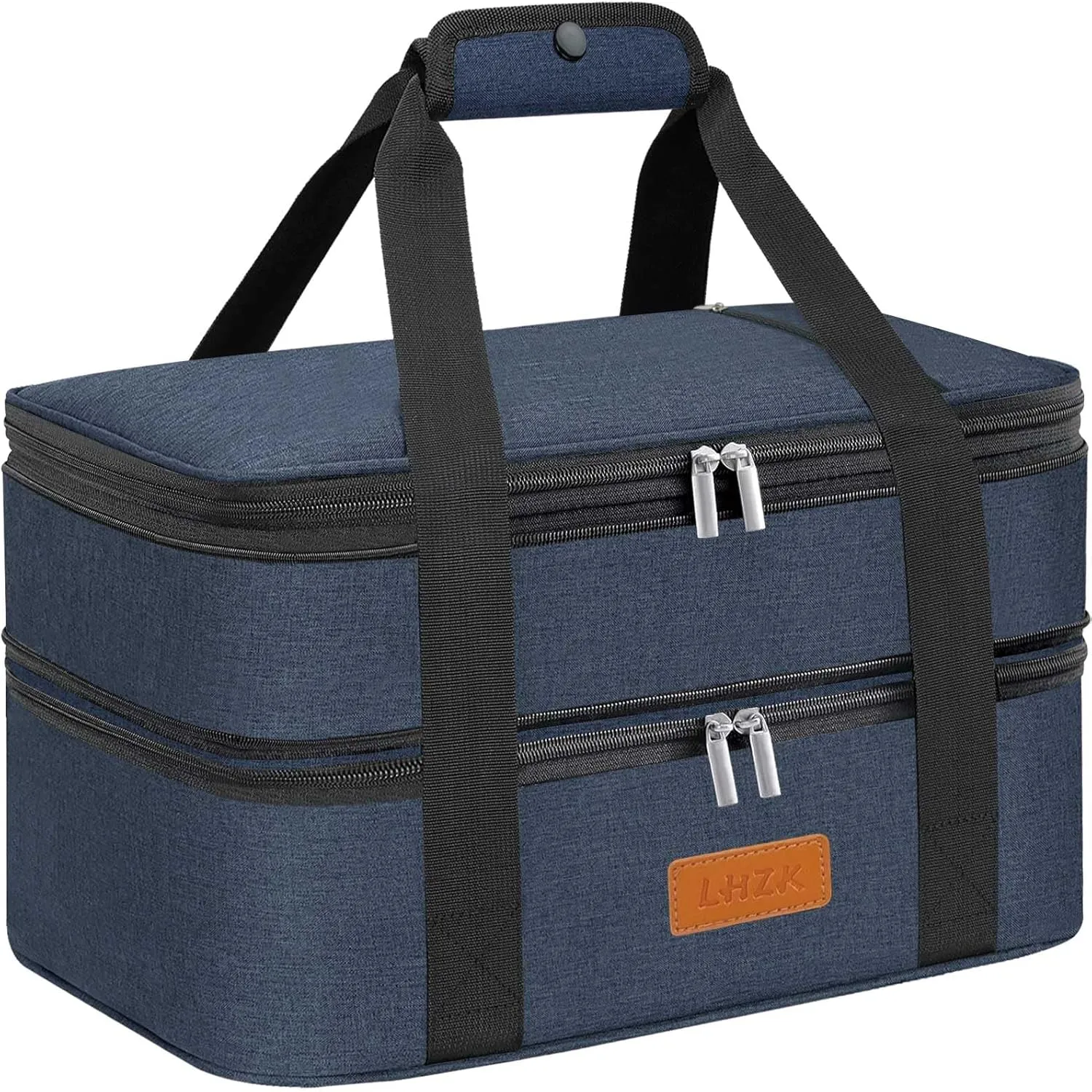 LHZK Double Insulated Casserole Carriers for Hot or Cold Food, Lasagna Holder Tote for Potluck Parties, Beach, Picnic, Travel, Fits 11x15 or 9x13 Dish (Blue)