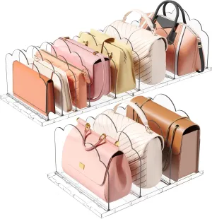Lifewit 3 Pack Plastic Purse Organizer for Closet, Adjustable Shelf Dividers for Closet Organization, Clear Bag Storage Organizer, Separators for Handbag, Clutch Bag, Book in Bedroom, Office