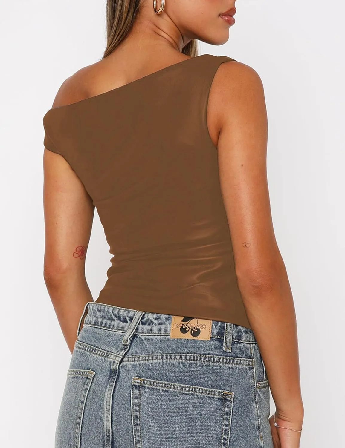 Limerose Womens Off Shoulder Top Sleeveless Shirts Faux Leather Slim Fitted Tank Top