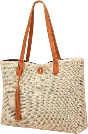 Linen Shoulder Bag for Women, Zipper, Valentine's Day Gifts for Her, Birthday