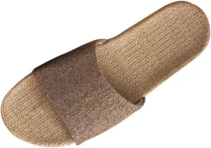 Linen Slippers Flax House Slippers Unisex Tatami Slippers Open Toe Slippers Skidproof Summer Sandals for Indoor Outdoor Coffee 9,TM0314-6-43/SRUS