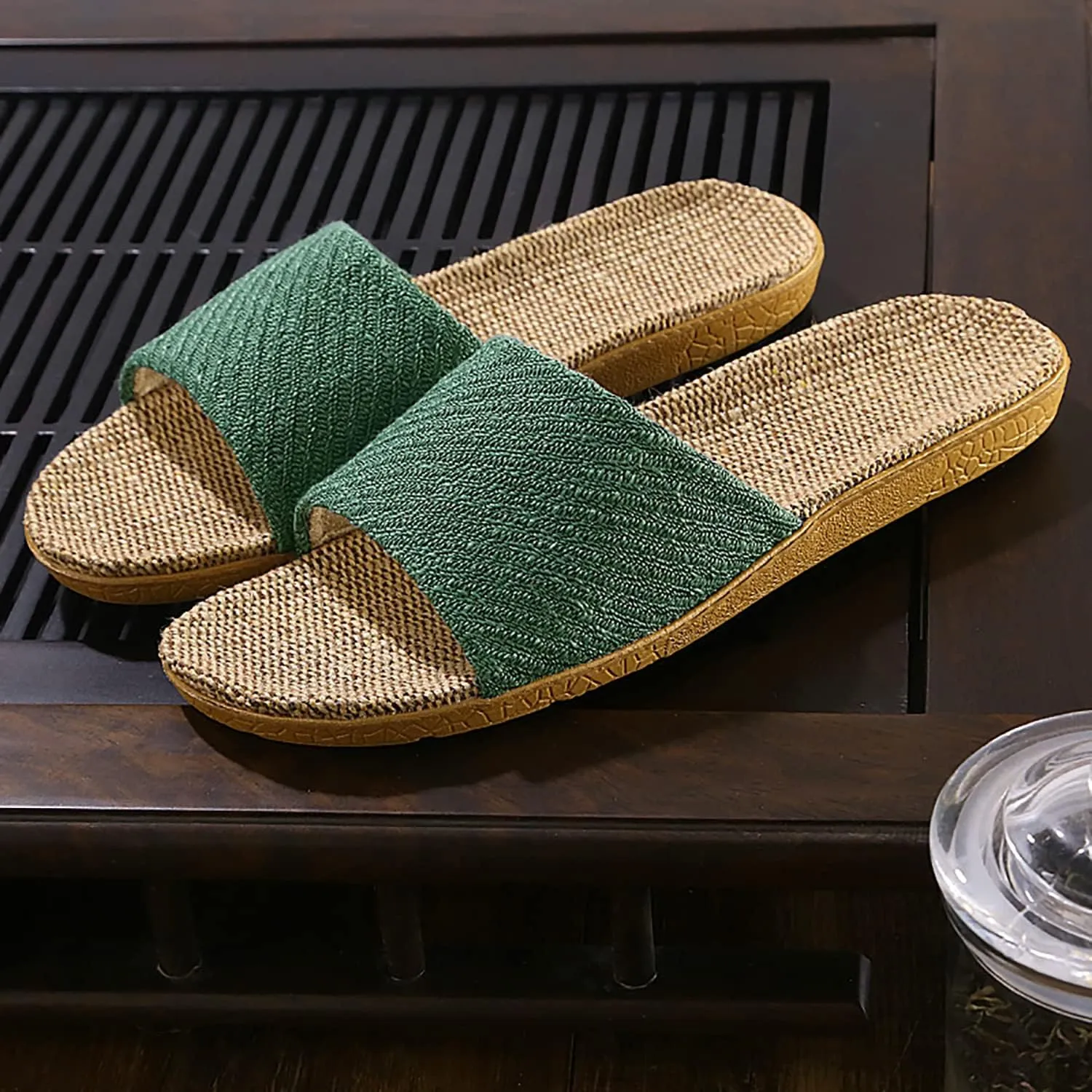 Linen summer non-slip indoor slippers Non-slip spa slippers Comfortable slippers