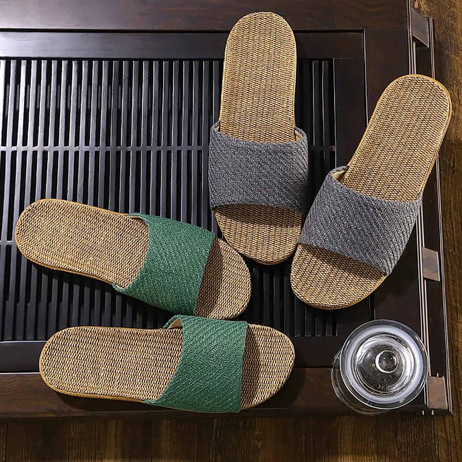 Linen summer non-slip indoor slippers Non-slip spa slippers Comfortable slippers