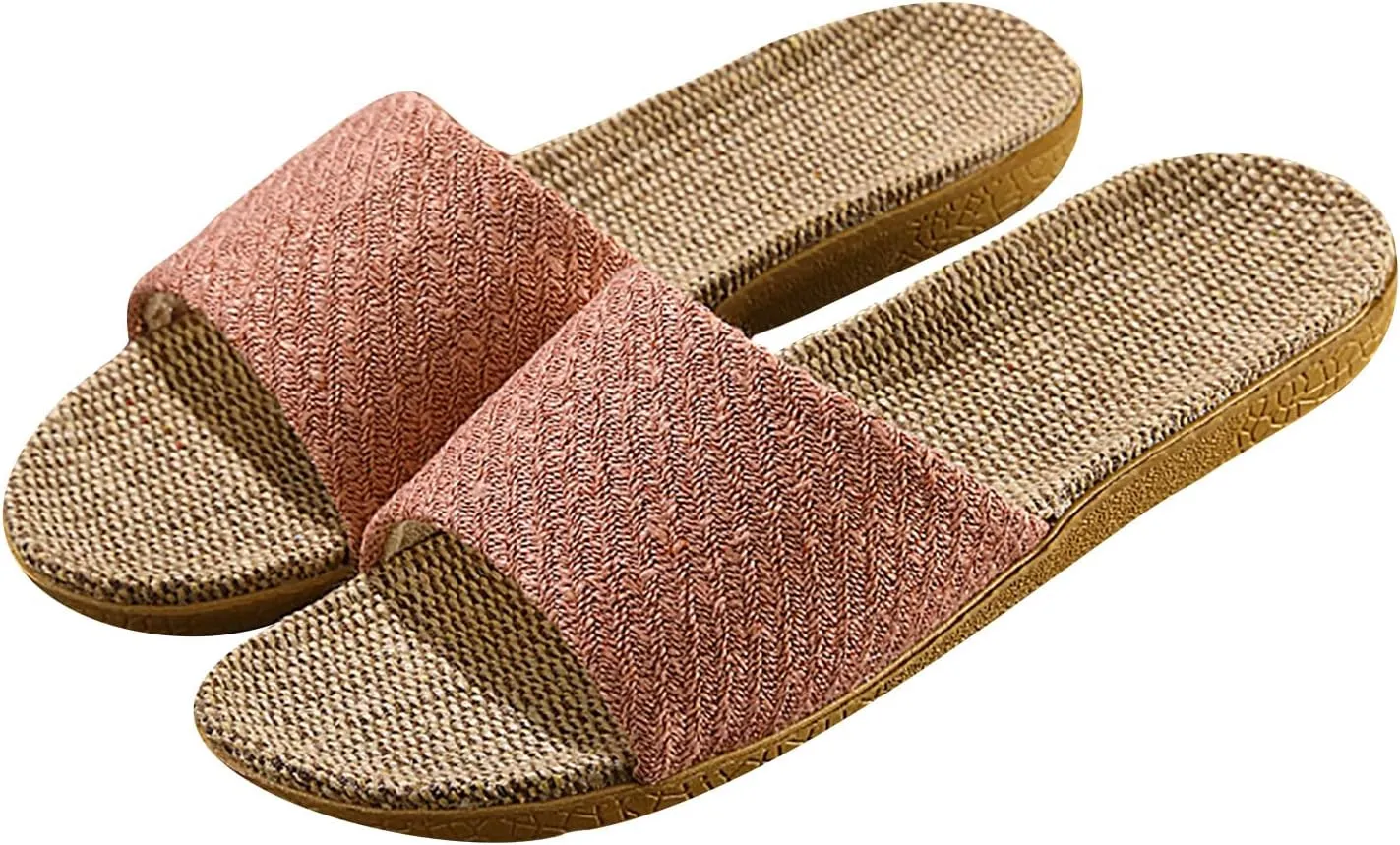 Linen summer non-slip indoor slippers Non-slip spa slippers Comfortable slippers