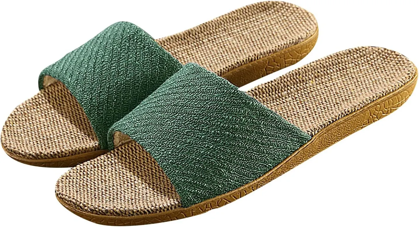 Linen summer non-slip indoor slippers Non-slip spa slippers Comfortable slippers