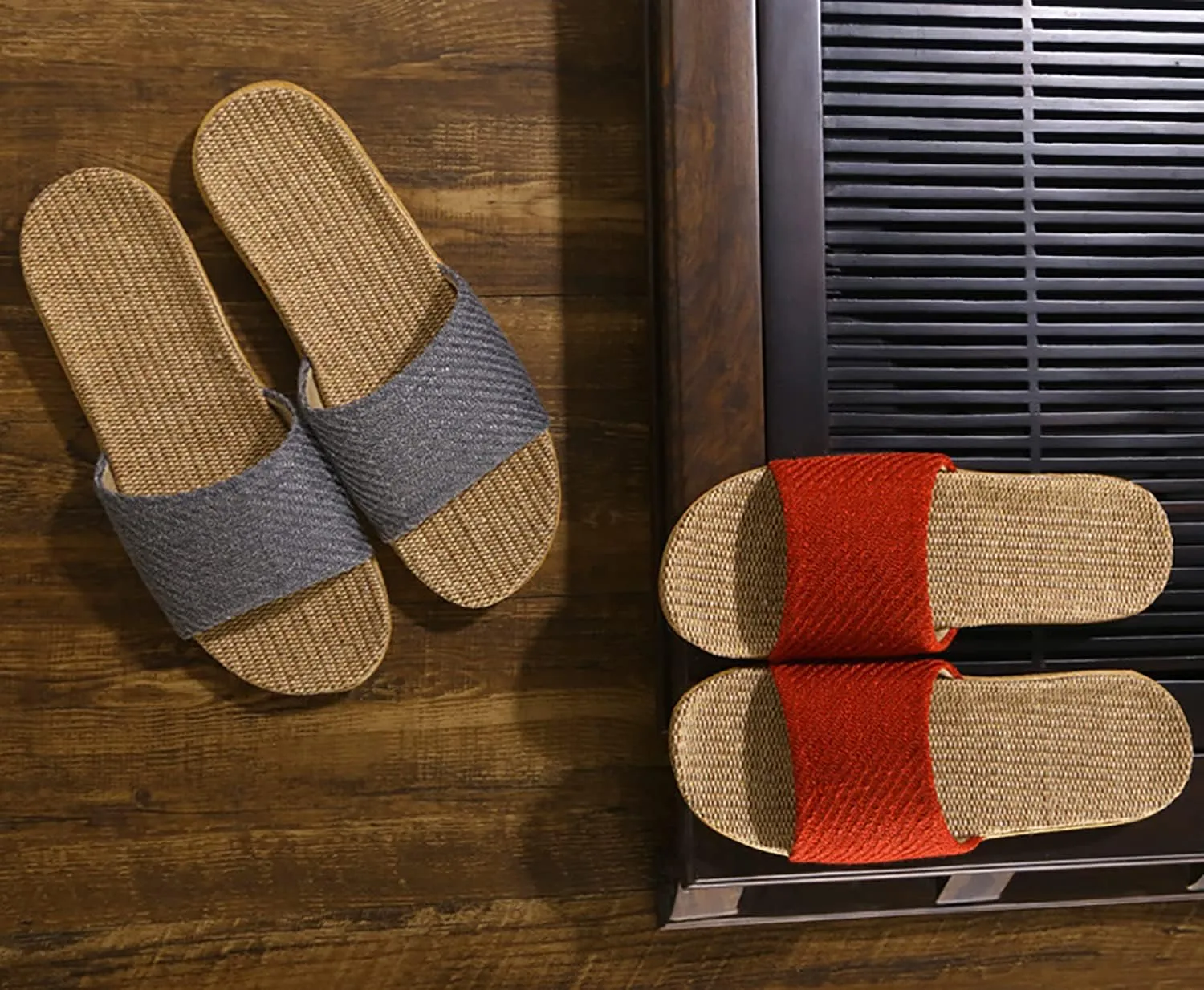 Linen summer non-slip indoor slippers Non-slip spa slippers Comfortable slippers