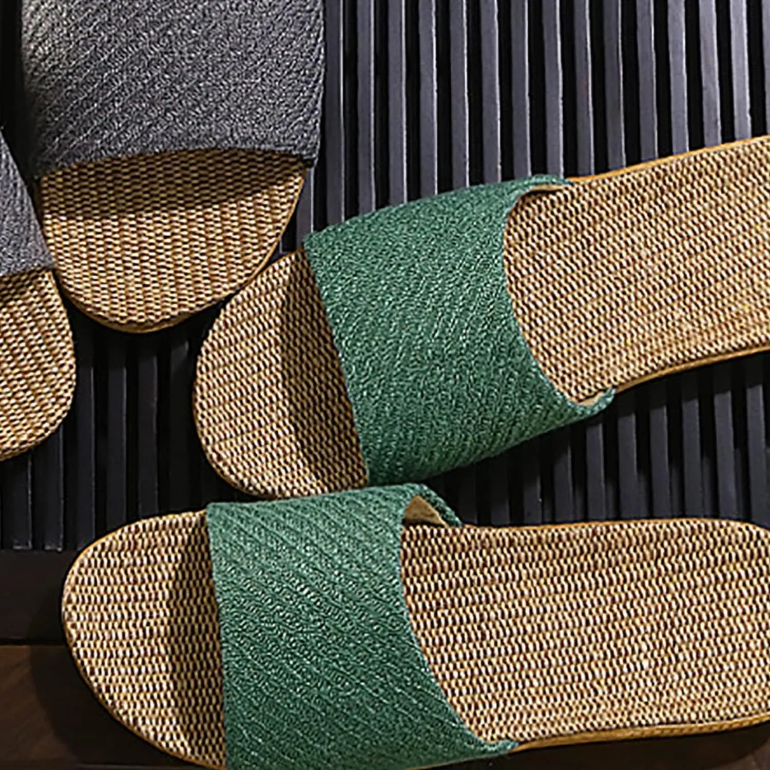 Linen summer non-slip indoor slippers Non-slip spa slippers Comfortable slippers