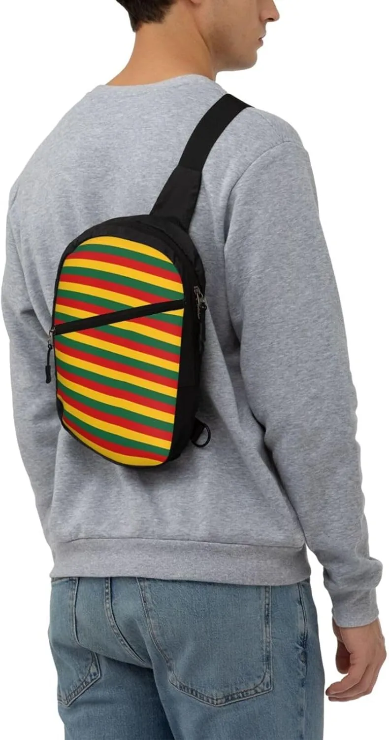 Lithuania Flag Stripes Packable Crossbody Bag Portable Sling Bags Foldable Travel Daypack Reusable Sports Shoulder Backpack Diagonally Chest Bag for Workout