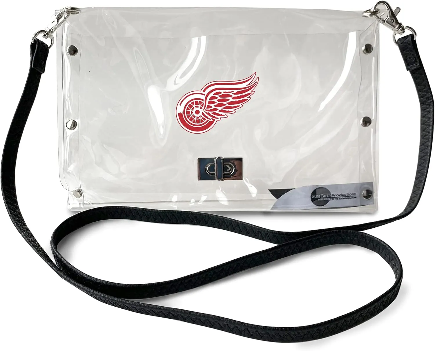 Littlearth Detroit Red Wings NHL Clear Envelope Purse with Black Fashion Strap