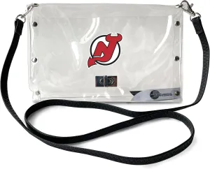 Littlearth New Jersey Devils NHL Clear Envelope Purse with Black Fashion Strap