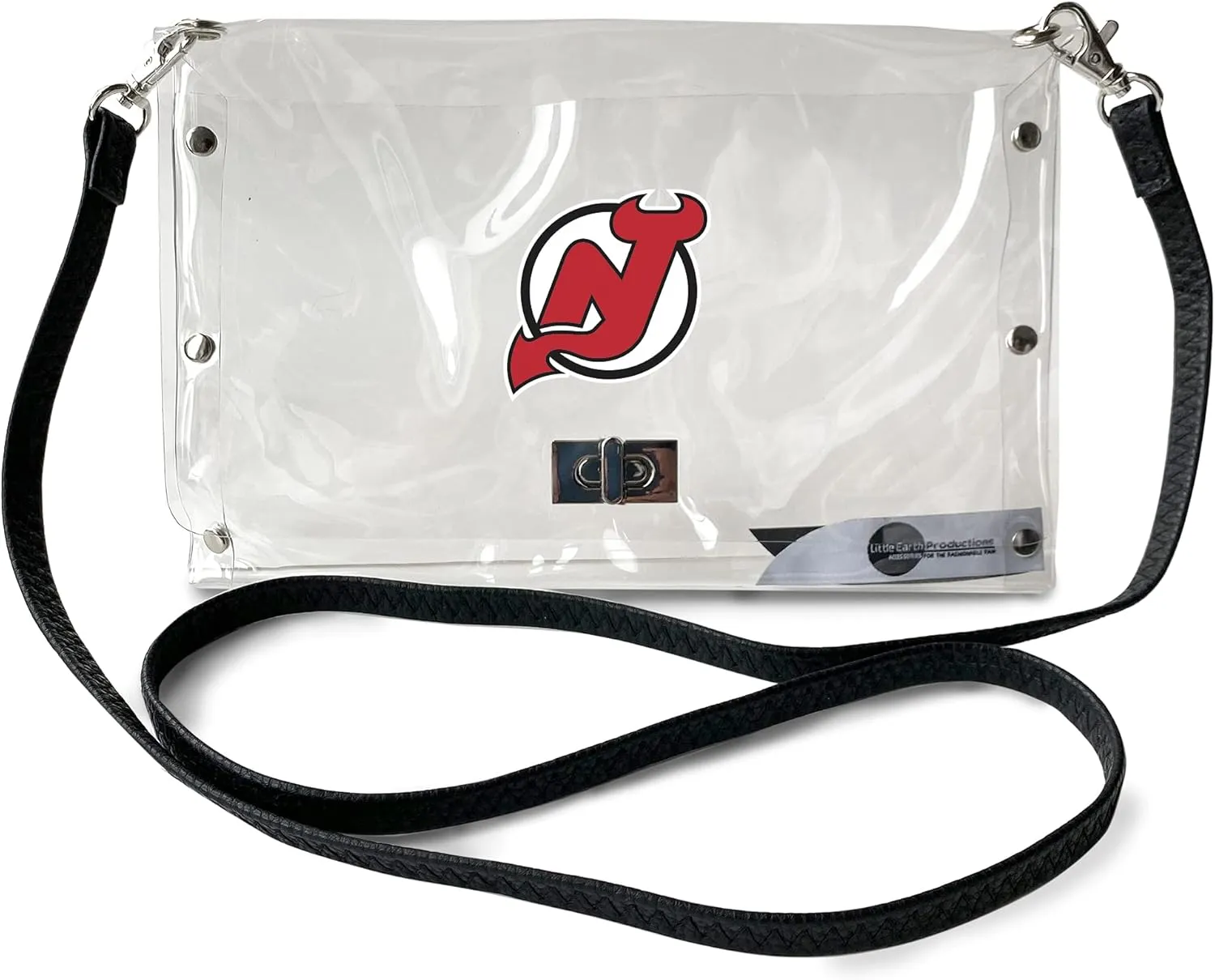 Littlearth New Jersey Devils NHL Clear Envelope Purse with Black Fashion Strap