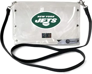 Littlearth New York Jets NFL Clear Envelope Purse with Black Fashion Strap