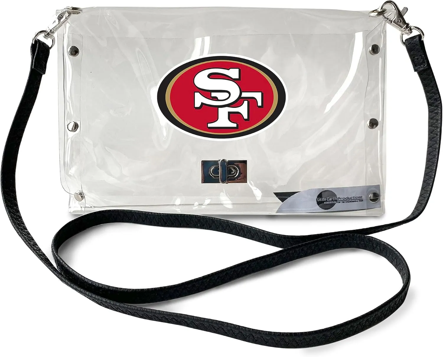 Littlearth NFL Clear Envelope Purse with Black Fashion Strap