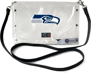 Littlearth NFL Clear Envelope Purse with Black Fashion Strap