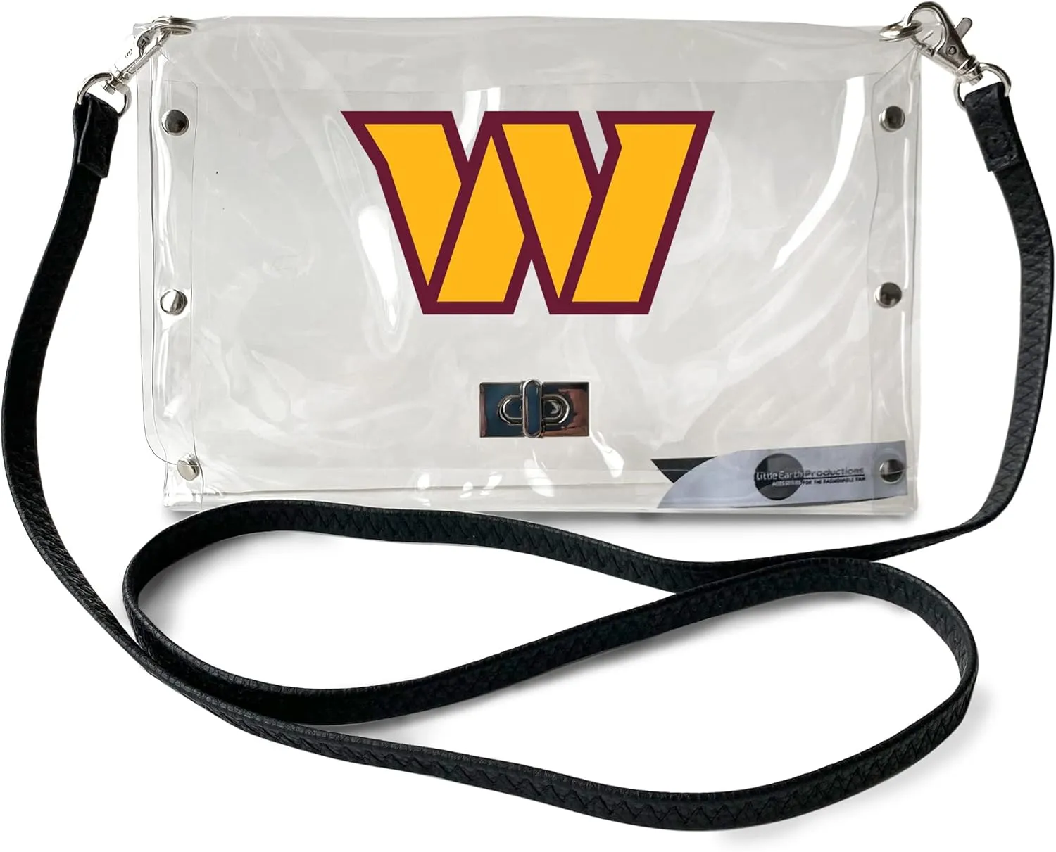 Littlearth NFL Clear Envelope Purse with Black Fashion Strap