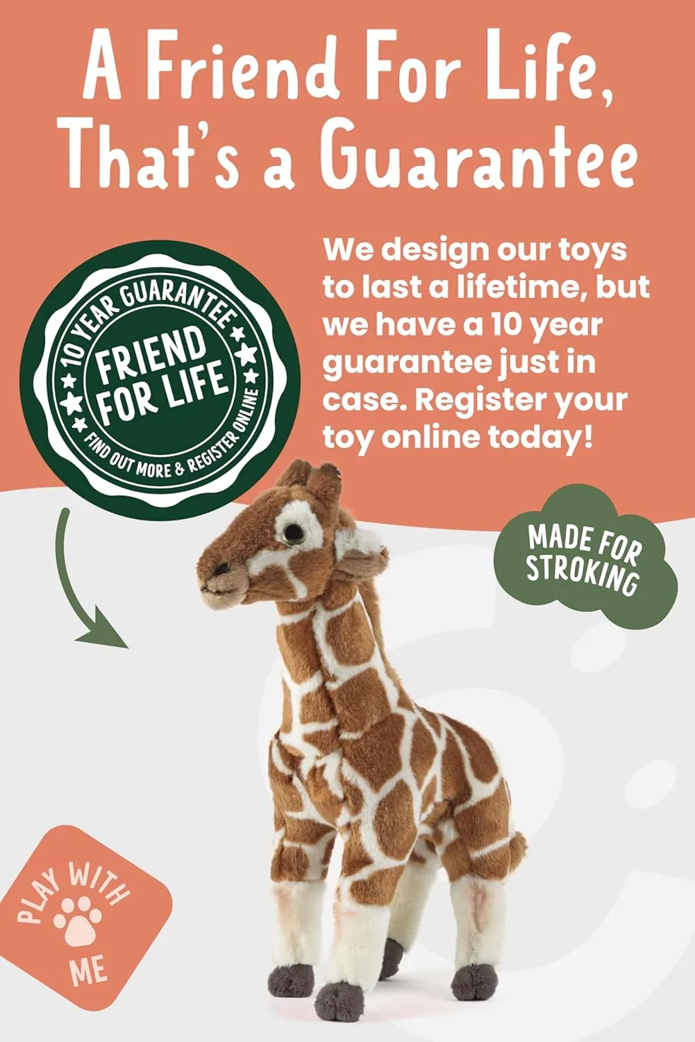 Living Nature Medium Giraffe Stuffed Animal | Fluffy Giraffe Animal | Soft Toy Gift for Kids | 12 inches