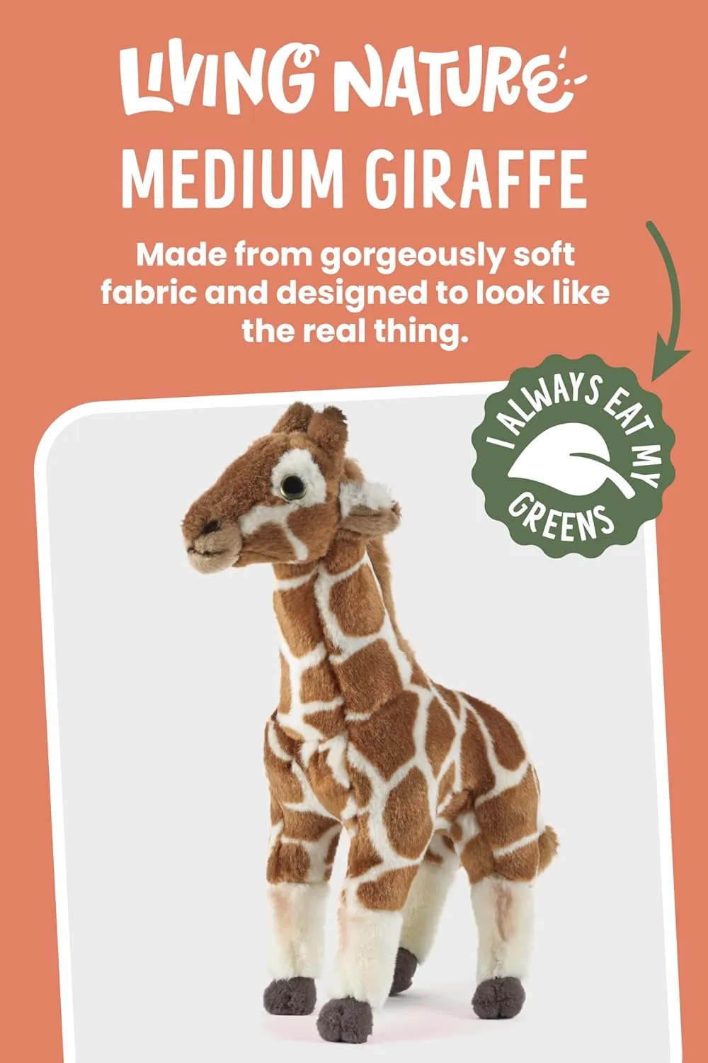 Living Nature Medium Giraffe Stuffed Animal | Fluffy Giraffe Animal | Soft Toy Gift for Kids | 12 inches
