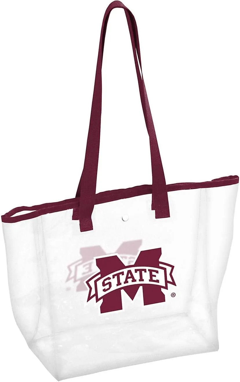 Logo Brands NCAA Mississippi State Bulldogs Gameday Clear Crossbody Bag - Stadium Approved, Adjustable Strap, Two Pockets, Front Zipper Pocket