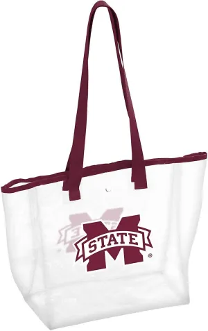 Logo Brands NCAA Mississippi State Bulldogs Gameday Clear Crossbody Bag - Stadium Approved, Adjustable Strap, Two Pockets, Front Zipper Pocket