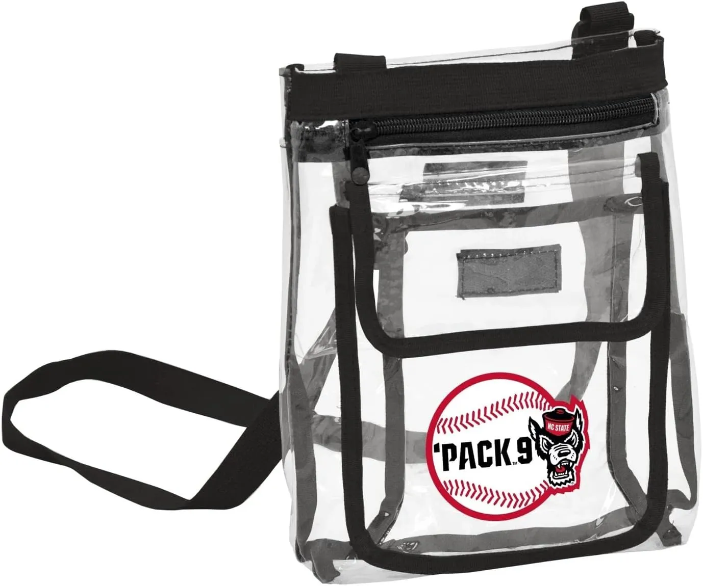 Logo Brands NCAA NC State Wolfpack Gameday Clear Crossbody Bag - Stadium Approved, Adjustable Strap, Two Pockets, Front Zipper Pocket
