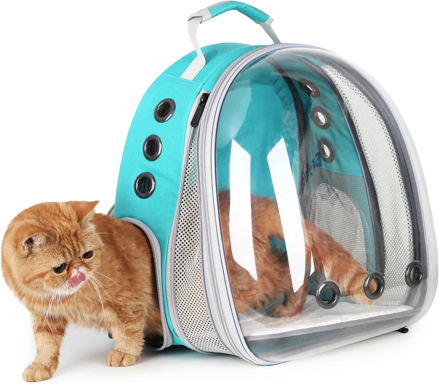 Lollimeow Cat Carrier Backpack, Bubble Expandable Backpack Carrier, Pets and Small Dogs,Airline-Approved, Designed for Travel, Hiking, Walking & Outdoor Use (Front Expandable-Green)