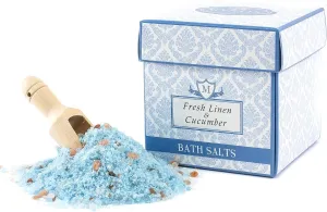 London | Fresh Linen & Cucumber - Scented Bath Salts 350g | A Medley of Epsom, Dead Sea Mineral and Himalayan Pink Salts | Perfect as a Gift | Handmade in UK
