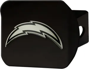 Los Angeles Chargers NFL Black Metal Hitch Cover with 3D Chrome Team Logo by FANMATS - Unique Team Logo Molded Design – Easy Installation on Truck, SUV, Car - Ideal Gift for Die Hard Football Fan