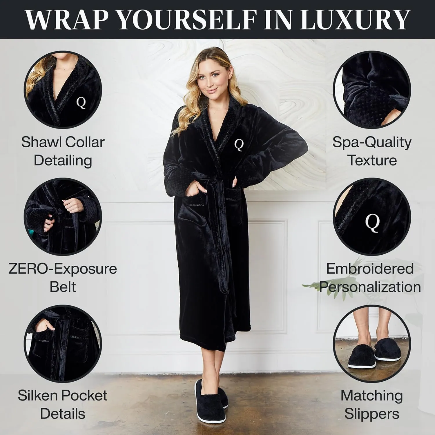 Lotus Linen Plush Hooded Bathrobe for Women, Customized Monogram Robe, Cozy and Luxurious