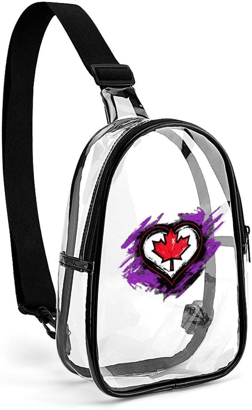 Love Canada Canadians Heart Clear Crossbody Bag Over Shoulder Sling Backpack Casual Cross Chest Side Pouch