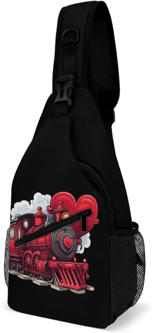 Love Train Crossbody Sling Backpack Multipurpose Chest Bag Casual Shoulder Bag Travel Hiking Daypack
