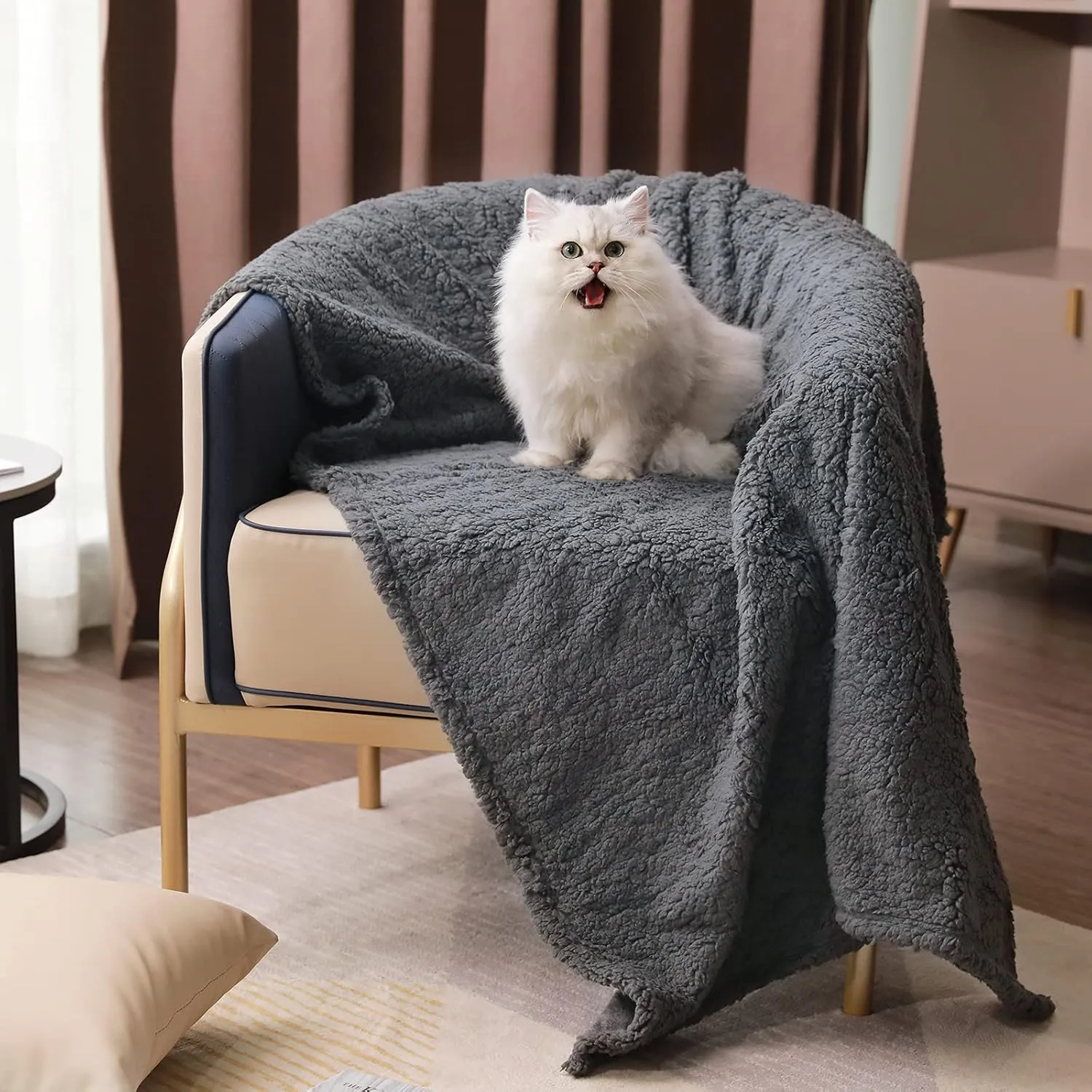 Luciphia Premium Fleece Pet Blanket for Small Medium Dogs Puppy Soft Sherpa Calming Cat Throw Blankets(Grey,57x40 inches)