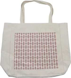 Lunarable Australian Shopping Bag, Abstract Aboriginal Motifs with Ethnic Ornaments Tribal Geometric Shapes, Eco-Friendly Reusable Bag for Groceries Beach and More, 15.5" X 14.5", Cream