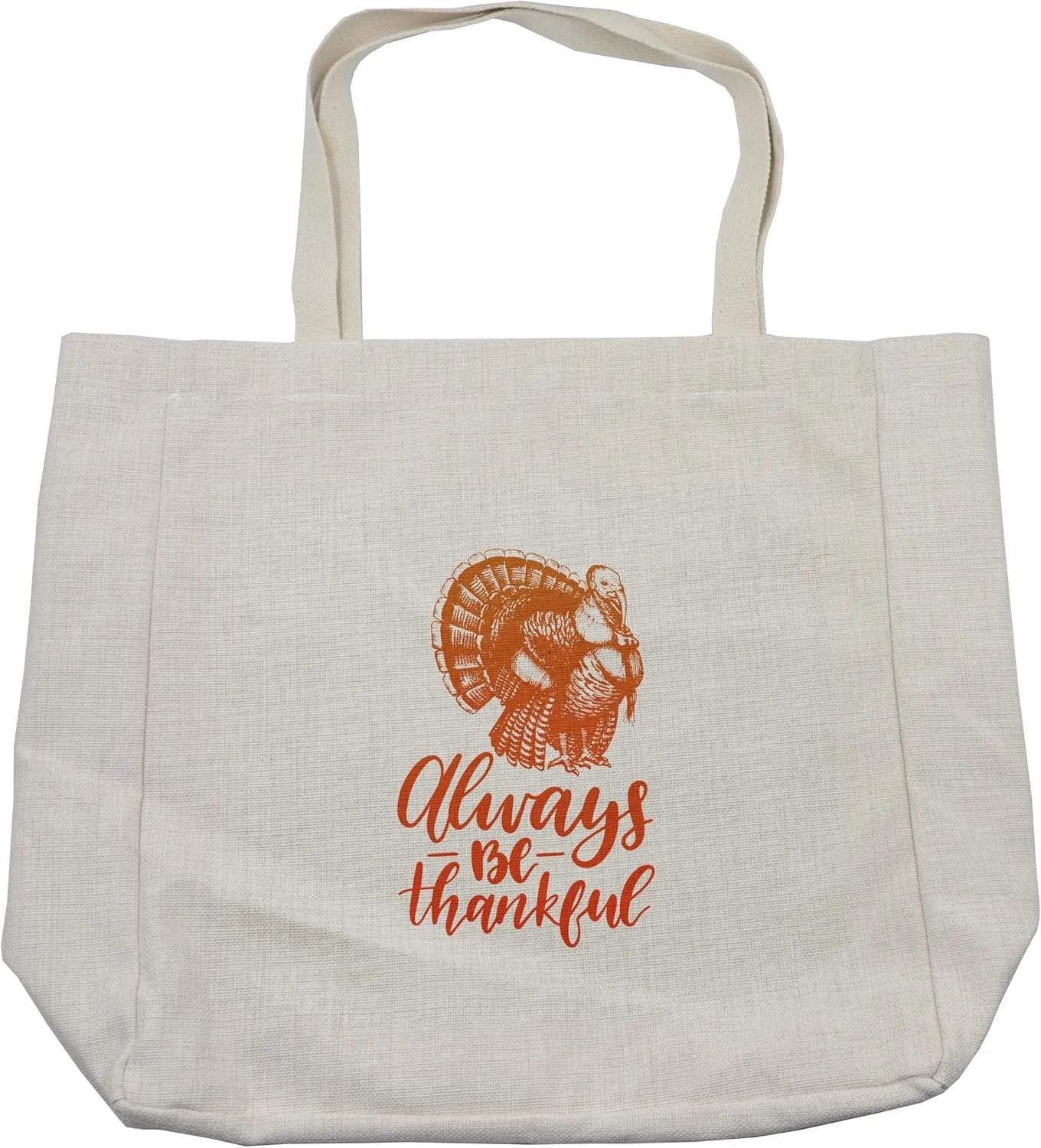Lunarable Be Thankful Shopping Bag, Turkey for Thanksgiving Day National Harvest Celebration, Eco-Friendly Reusable Bag for Groceries Beach and More, 15.5" X 14.5", Vermilion Apricot