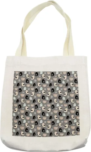 Lunarable Cartoon Tote Bag, Birds with Little Beaks and Thin Legs Scandinavian Pattern Pastel Colored, Cloth Linen Reusable Bag for Shopping Books Beach and More, 16.5" X 14", Multicolor