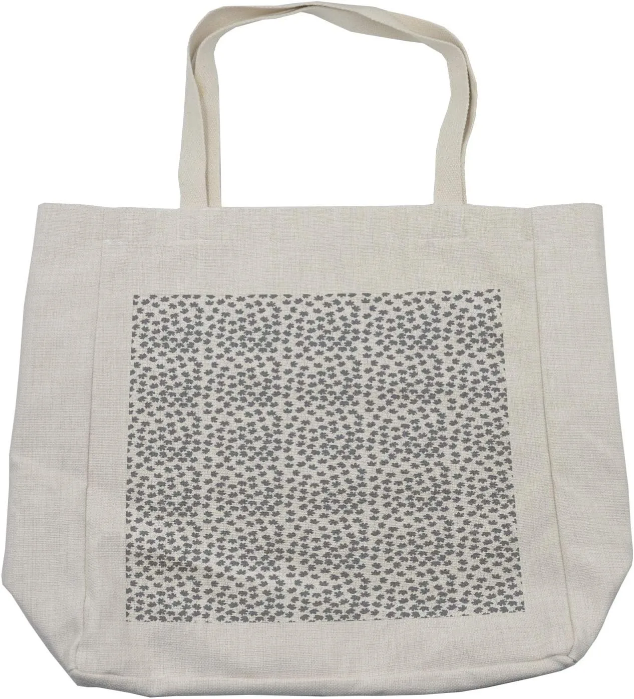 Lunarable Grey Abstract Shopping Bag, Falling Leaves of Deciduous Autumn Trees Woodland Theme Maple Foliage, Eco-Friendly Reusable Bag for Groceries Beach and More, 15.5" X 14.5", Cream