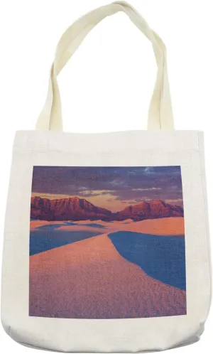 Lunarable New Mexico Tote Bag, Adventurous Scene of White Sands Park, Cloth Linen Reusable Bag for Shopping Books Beach and More, 16.5" X 14", Cream