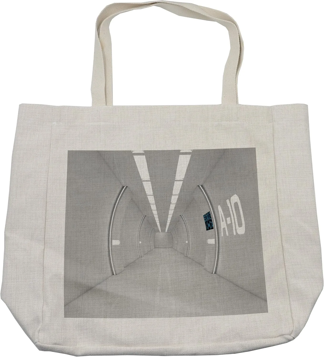 Lunarable Outer Space Shopping Bag, Corridor of Spacecraft Architecture Arrival to Solar System Time Travel Scenery, Eco-Friendly Reusable Bag for Groceries Beach and More, 15.5" X 14.5", Cream