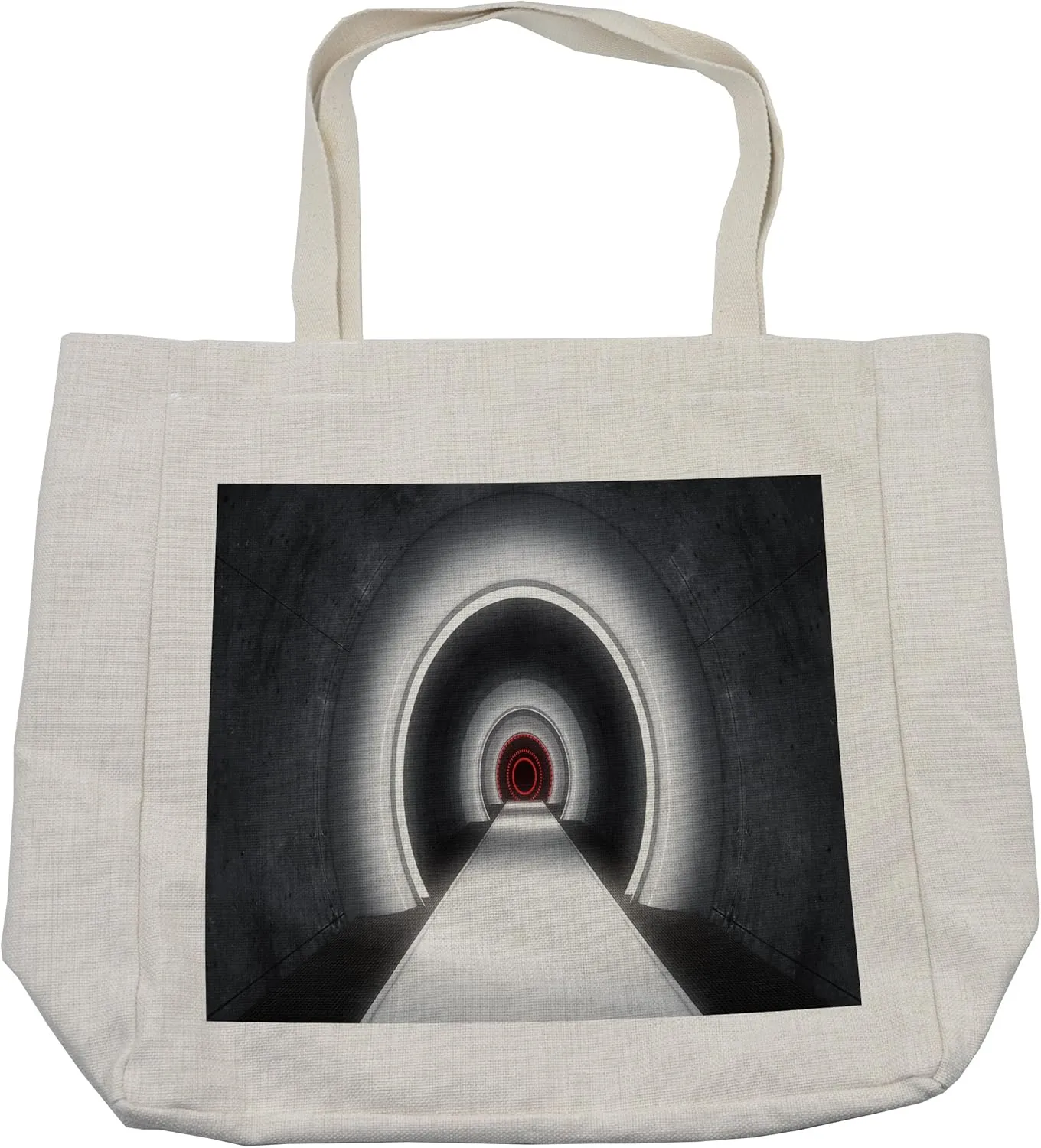 Lunarable Outer Space Shopping Bag, Trip to Universe Inside a Satellite Interstellar Experience Gravity Ufo Artwork, Eco-Friendly Reusable Bag for Groceries Beach and More, 15.5" X 14.5", Cream