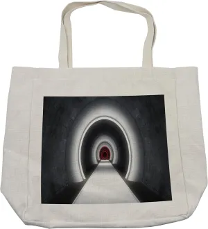 Lunarable Outer Space Shopping Bag, Trip to Universe Inside a Satellite Interstellar Experience Gravity Ufo Artwork, Eco-Friendly Reusable Bag for Groceries Beach and More, 15.5" X 14.5", Cream