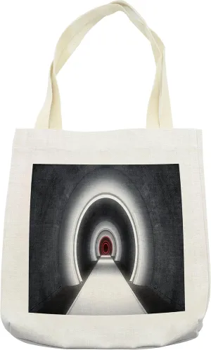 Lunarable Outer Space Tote Bag, Trip to Universe Inside a Satellite Interstellar Experience Gravity Ufo Artwork, Cloth Linen Reusable Bag for Shopping Books Beach and More, 16.5" X 14", Cream