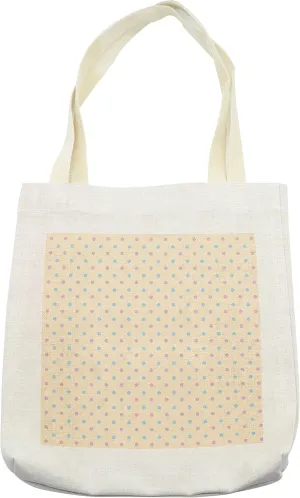 Lunarable Polka Dots Tote Bag, Retro Polka Dots Small Coin Sized Little Spots Old Epoch's Fashion Pattern, Cloth Linen Reusable Bag for Shopping Books Beach and More, 16.5" X 14", Cream