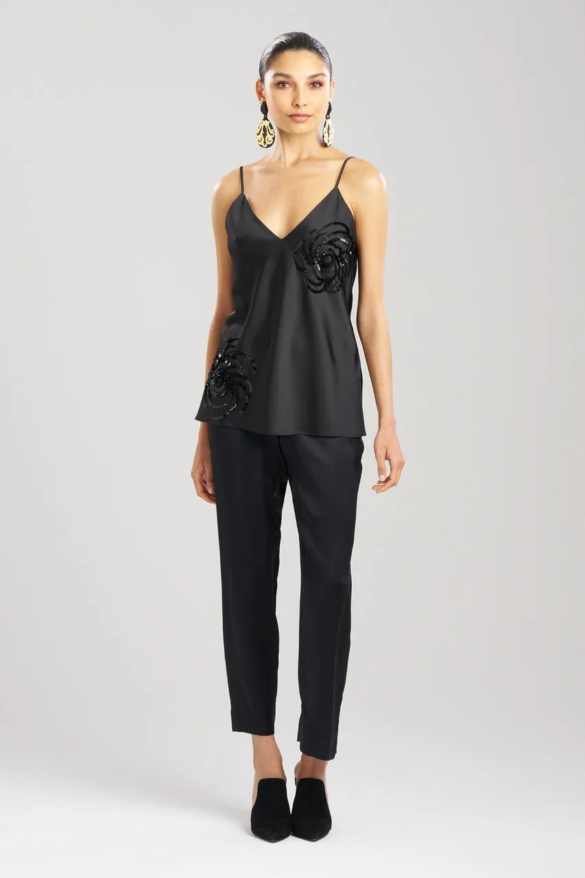 Luxe Charmeuse Embroidered V-Neck Cami