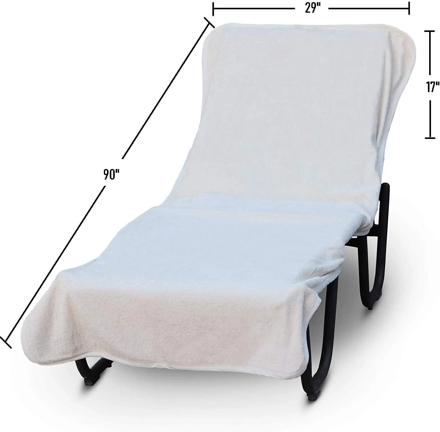 Luxury Hotel & Spa Monogrammed Pool Chaise Lounge Cover, Block Letter Embroidered - Extra Absorbent 100% Turkish Cotton- Soft Terry - Hotel-Style, Standard Size 90" X 29" - White - Black Letter X