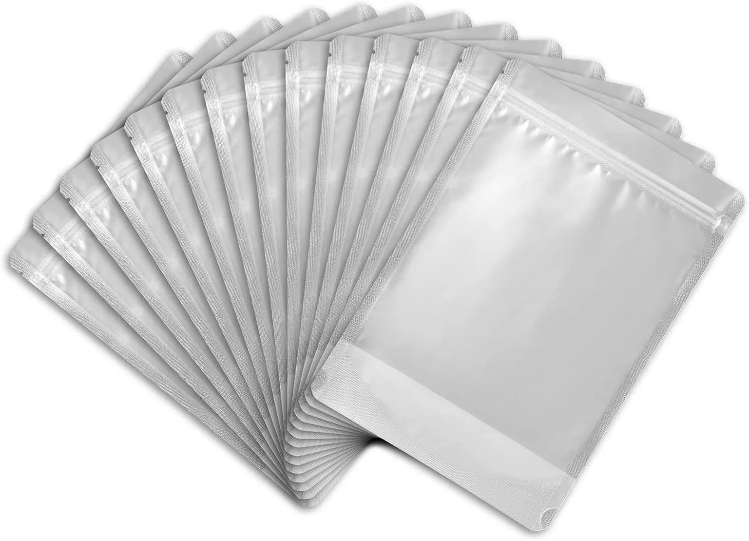LZLPACKING 100 Pieces Mylar Bags Smell Proof Bags Resealable Bags for Small Business with Clear Window stand up Bags for Food Storage and Lip Gloss, Jewelry, Eyelash Packaging (7 x 10 Inch)
